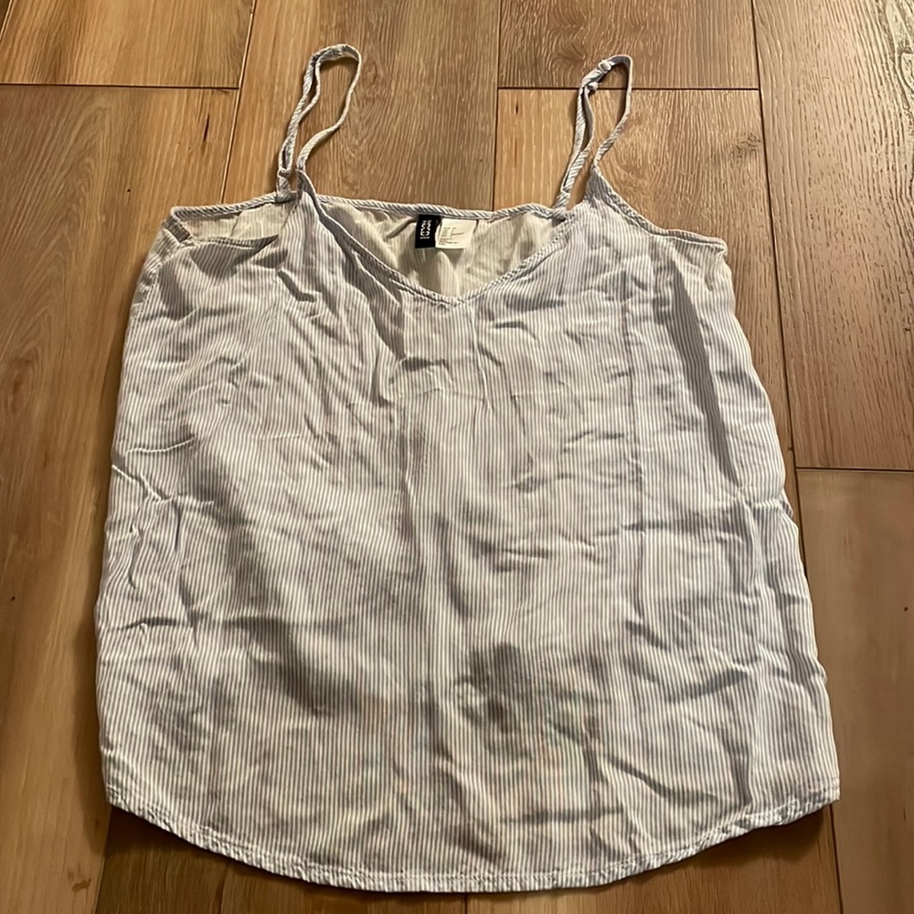 Divided Tank Top Blue and White Striped